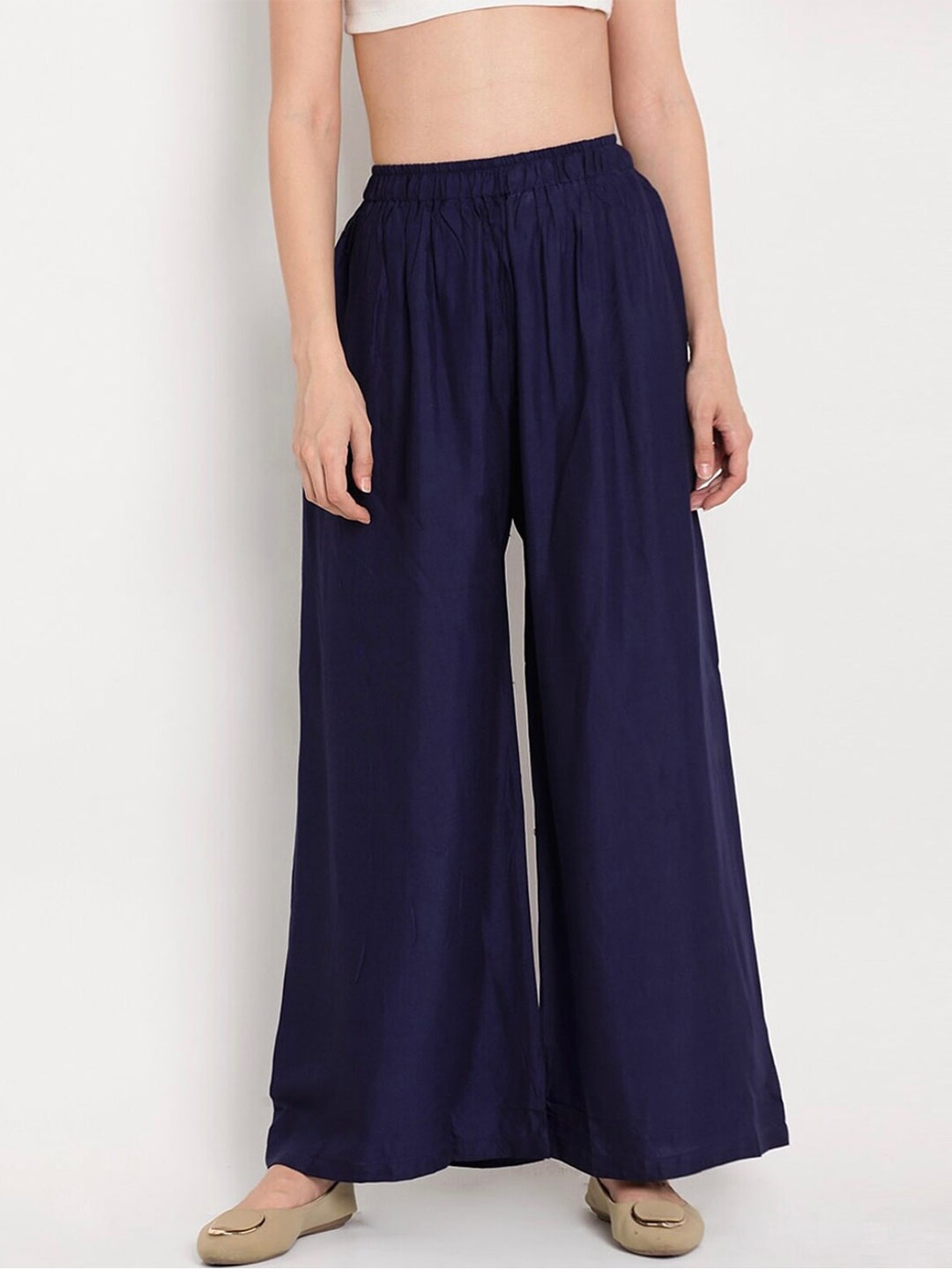 

BCZ Style Women Straight Fit Woven Palazzos, Navy blue
