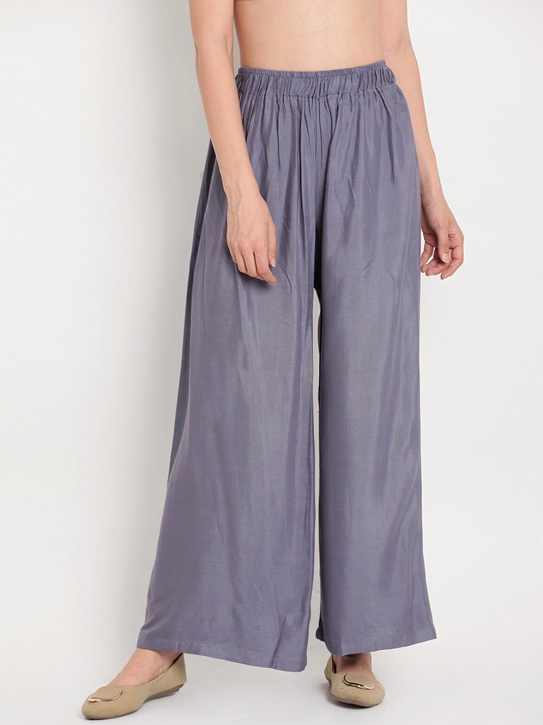 

BCZ Style Women Straight Fit Woven Palazzos, Grey