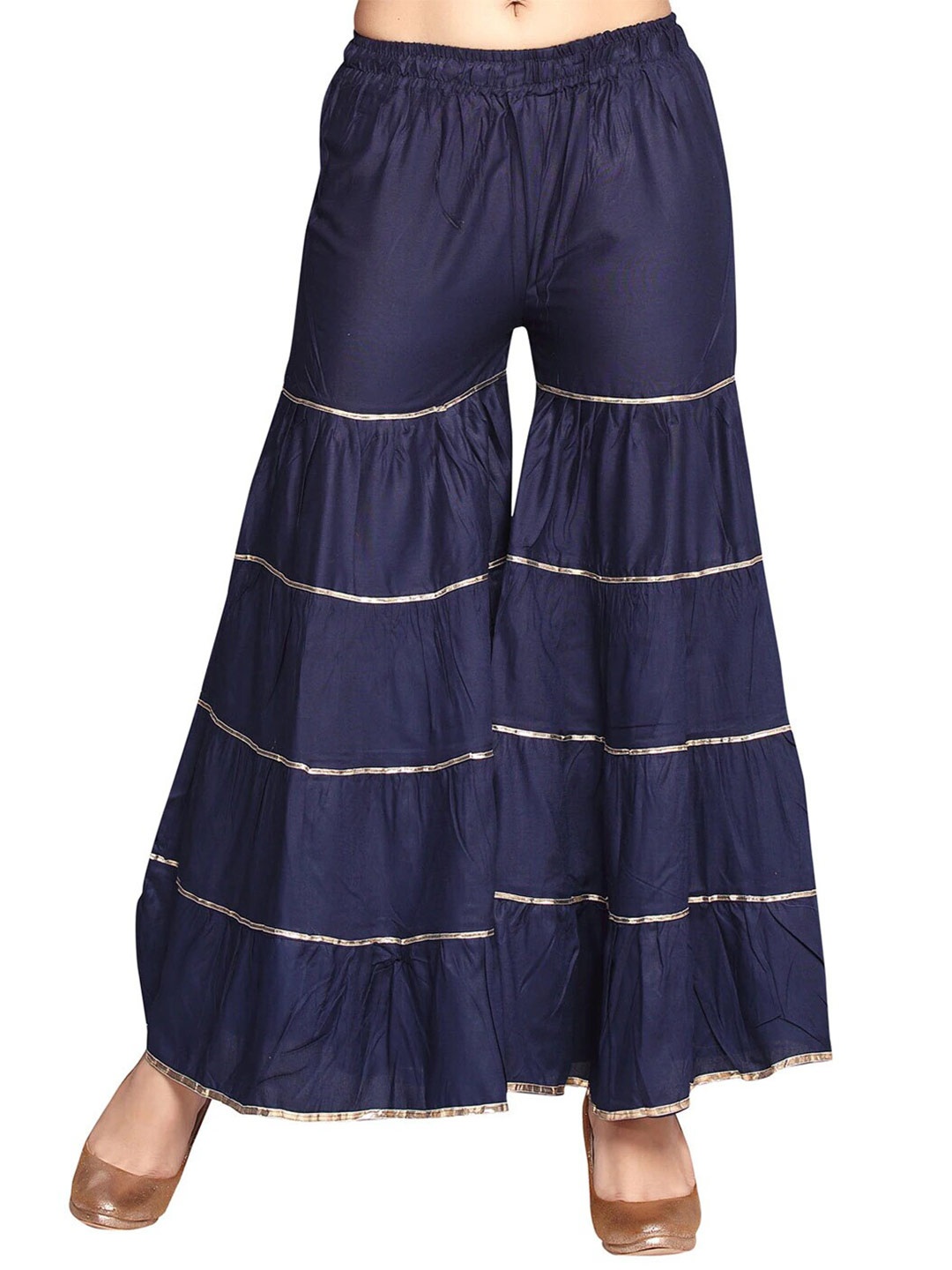 

BCZ Style Women Elasticated Palazzos, Navy blue