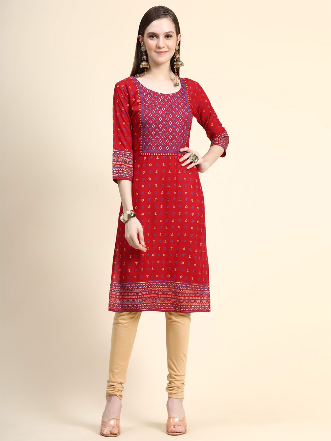 

AVANSHEE Women Ethnic Motifs Printed Kurta, Red