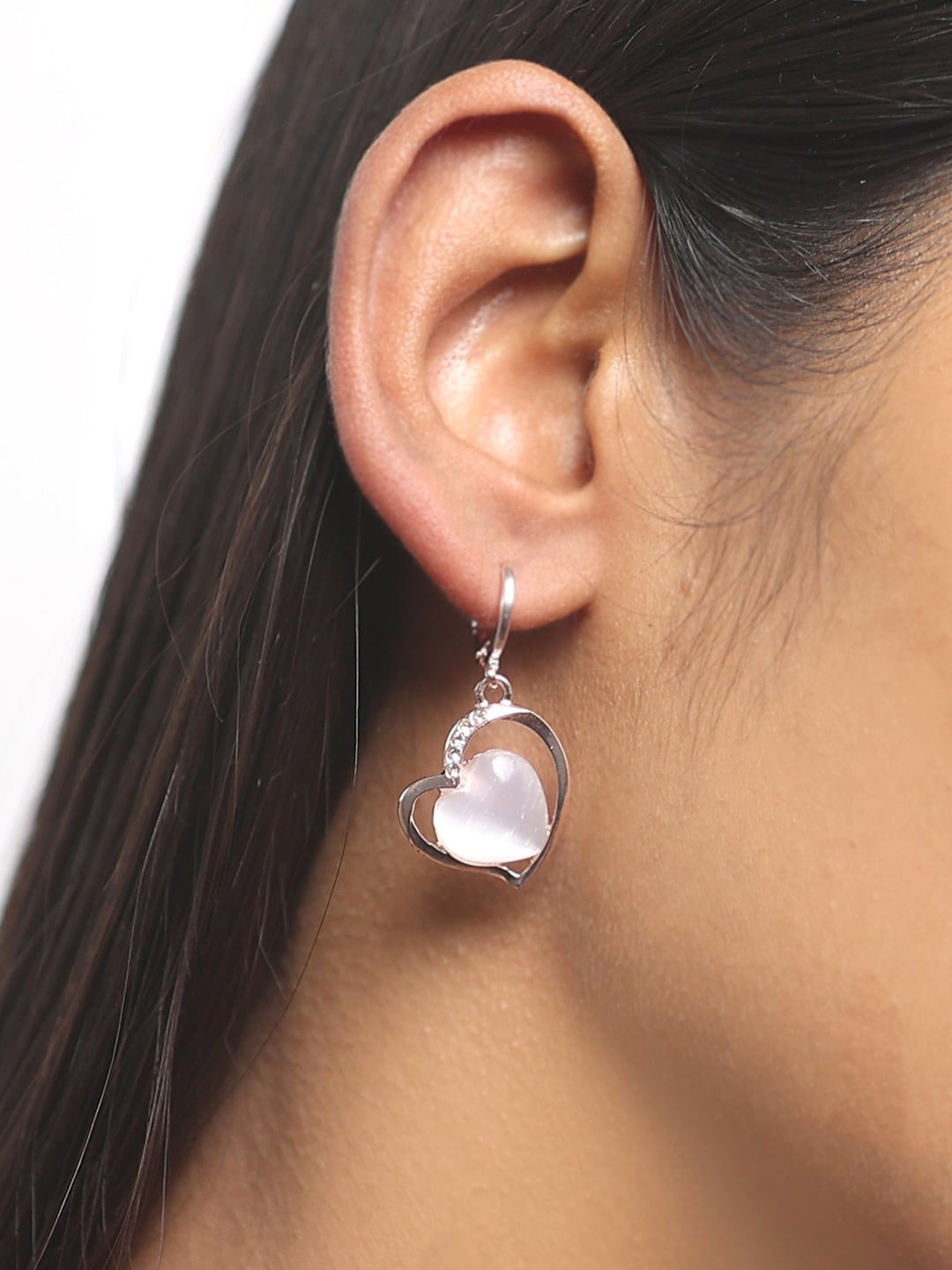 

Ayesha Rose Gold Contemporary Moonstone Heart Drop Earrings