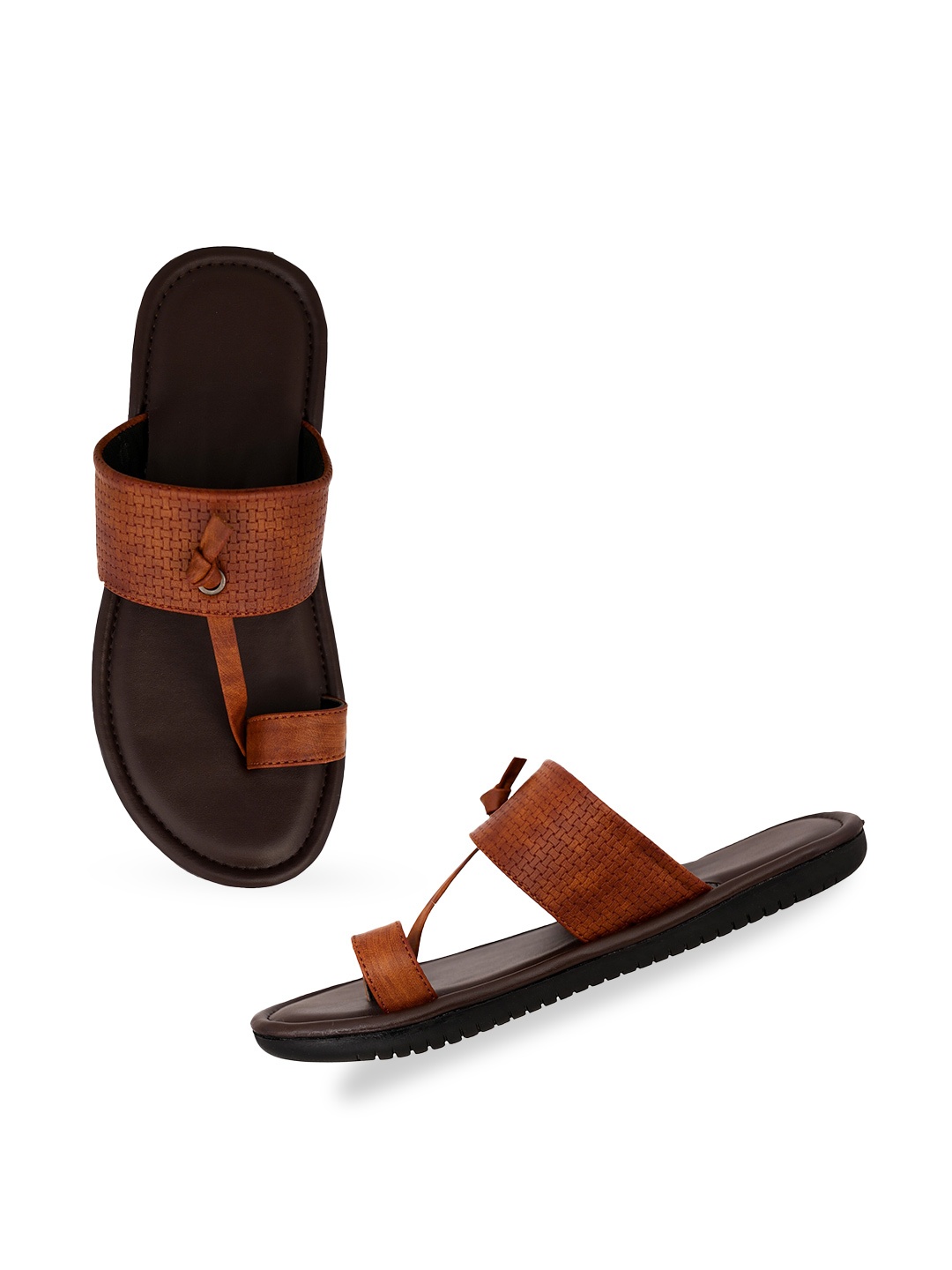 

Aristitch Men Textured Leather Comfort Sandals, Brown