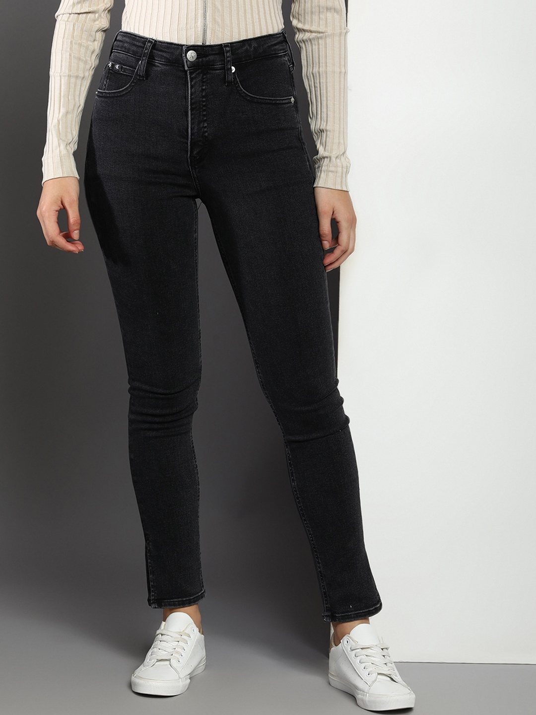 

Calvin Klein Jeans Women Skinny Fit High-Rise Jeans, Black