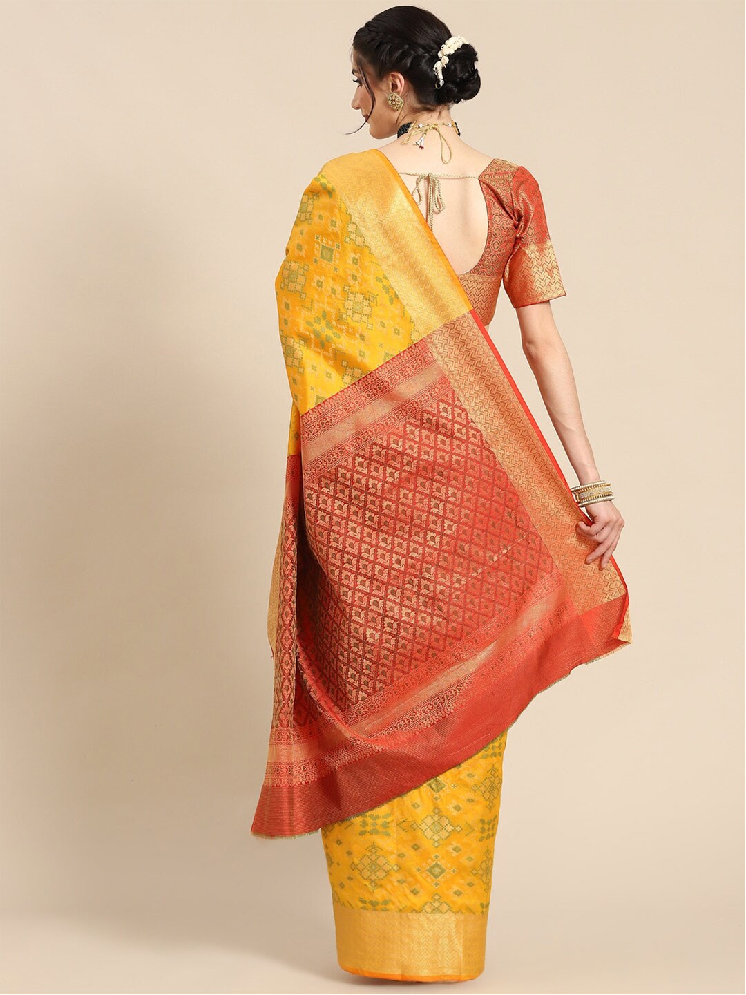 

Mitera Woven Design Silk Blend Saree, Mustard