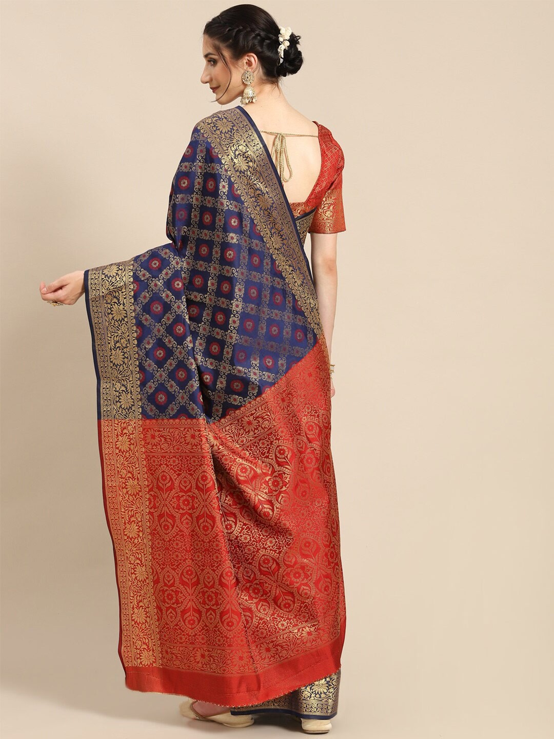 

Mitera Woven Design Silk Blend Saree, Blue