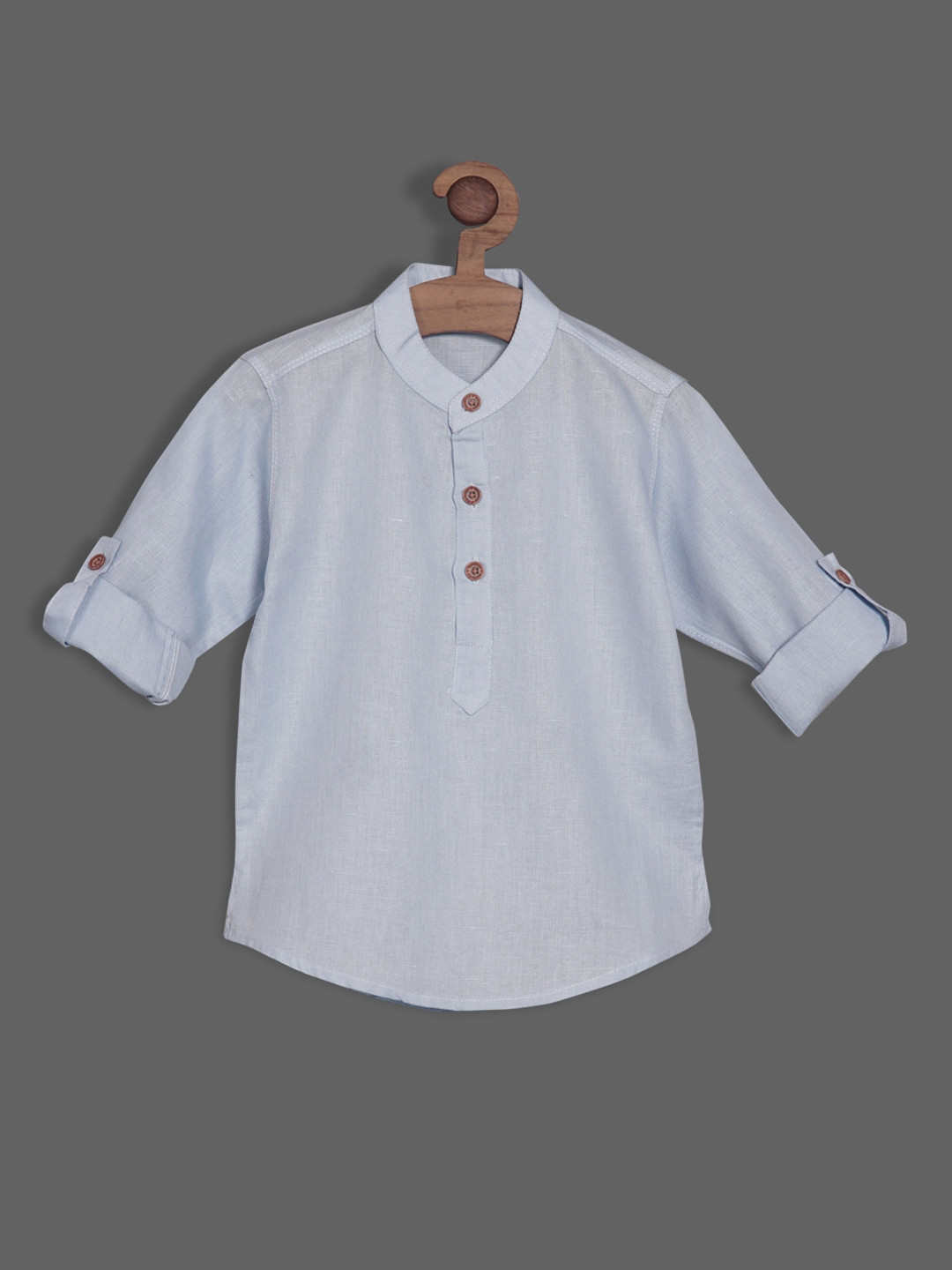 

RIKIDOOS Boys Band Collar Straight Cotton Kurta, Blue