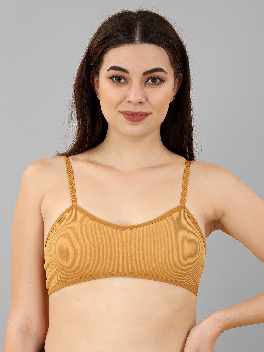 

DEALSEVEN FASHION Bralette Lightly Padded Bra, Beige