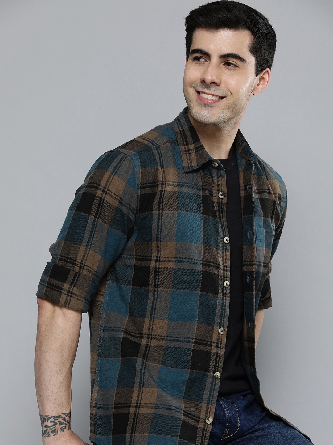 

HERE&NOW Checked Casual Shirt, Blue