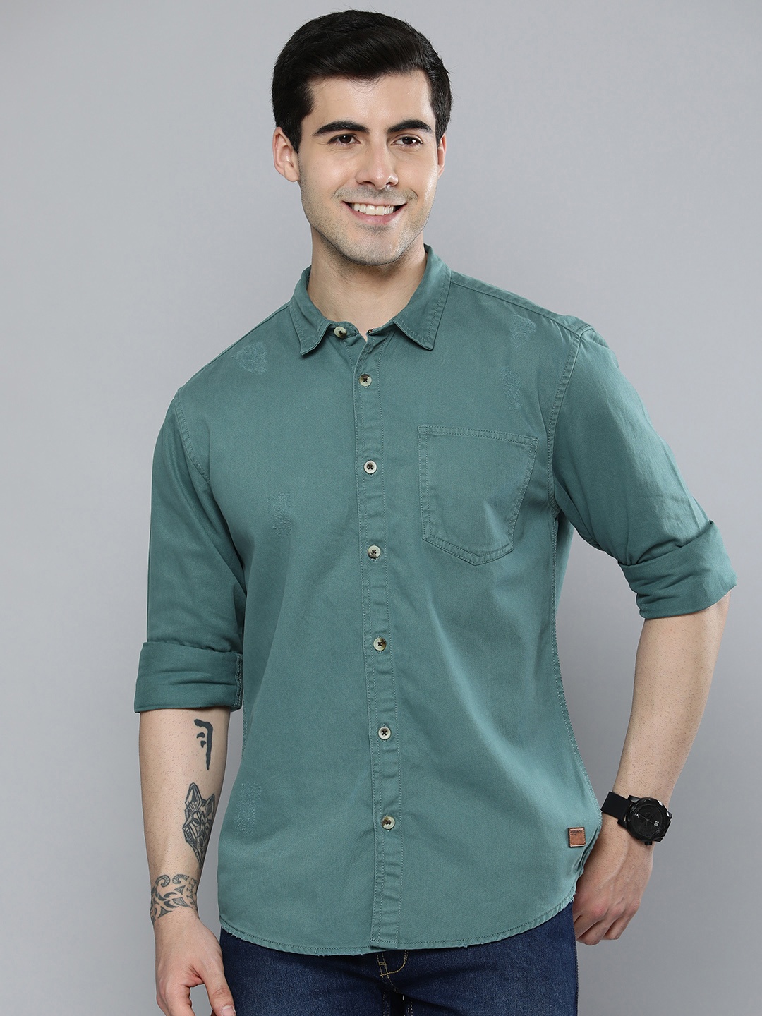 

HERE&NOW Regular Fit Casual Shirt, Teal