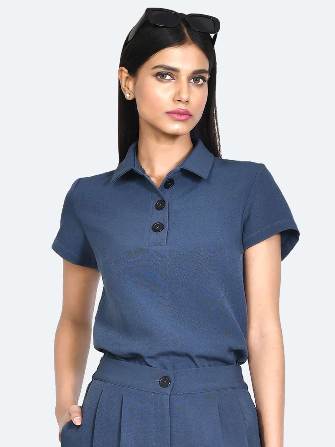 

Zink London Shirt Style Top, Blue