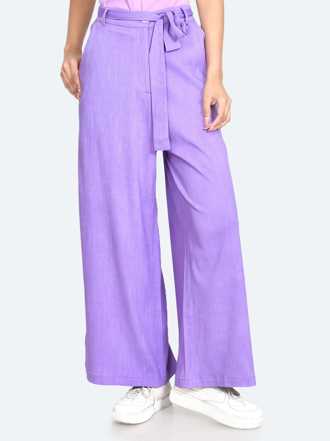 

Zink London Women Purple High-Rise Parallel Trousers