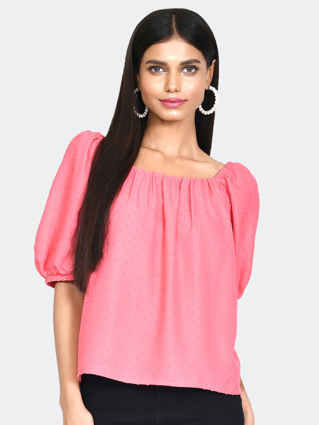 

Zink London Puff Sleeve Top, Pink