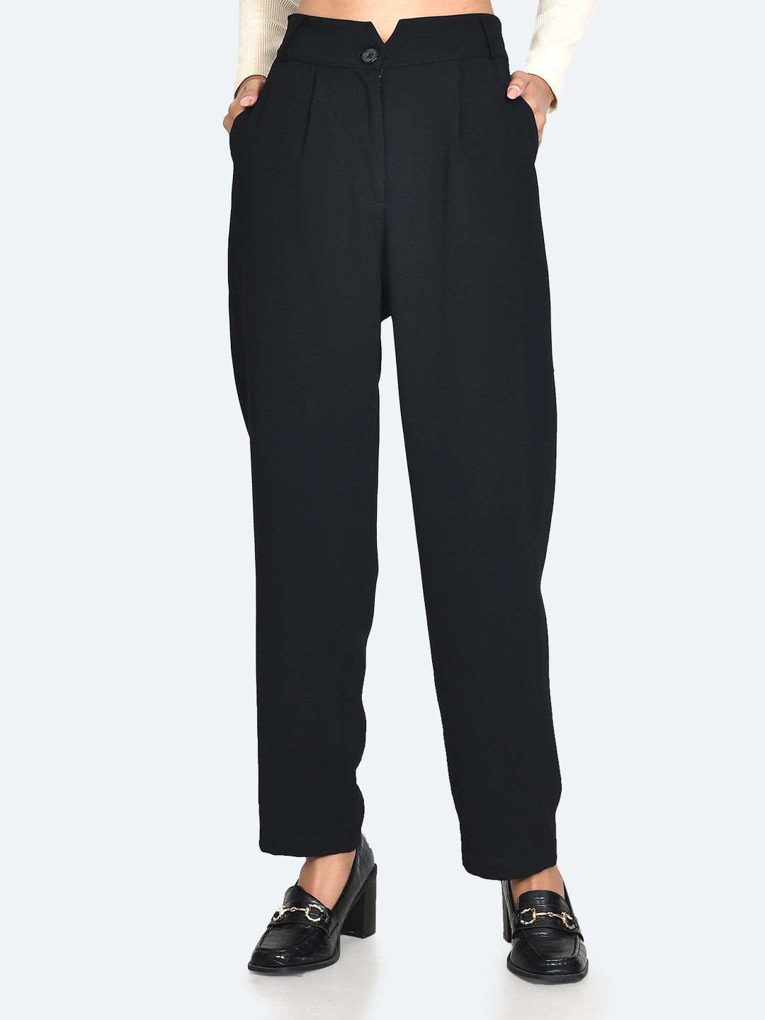 

Zink London Women High-Rise Pleated Trouser, Black