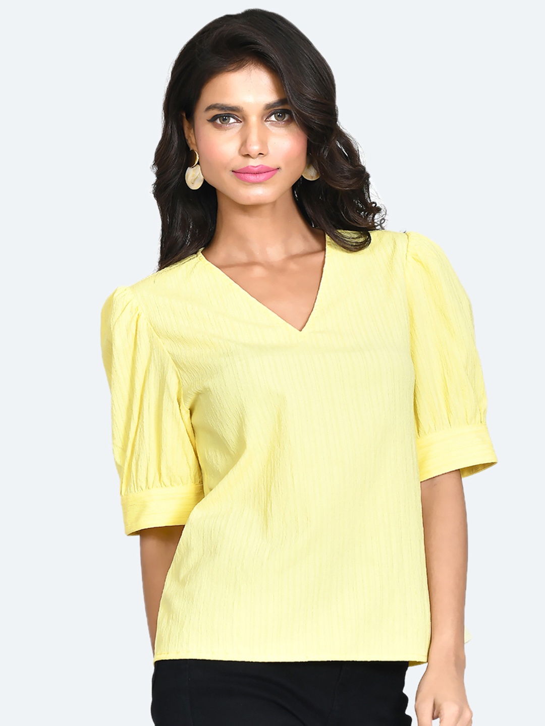 

Zink London V-Neck Straight Top, Yellow