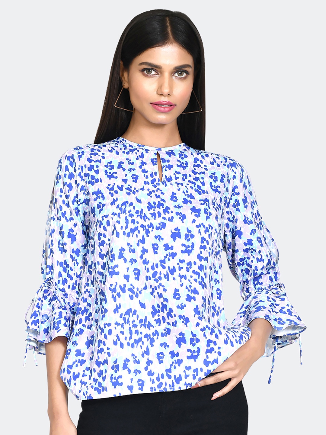 

Zink London Floral Print Top, Blue