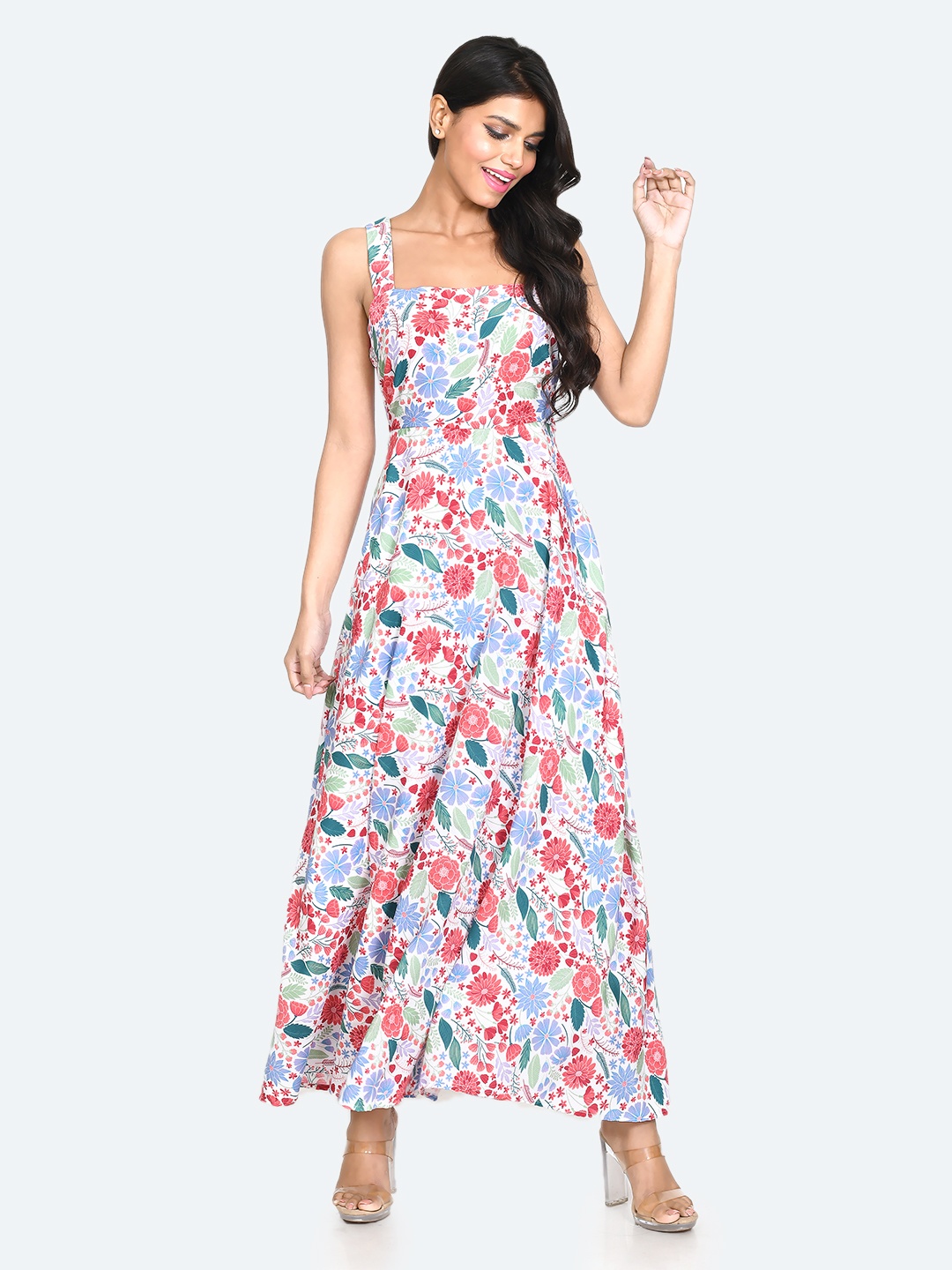 

Zink London Tropical Printed Maxi Dress, White