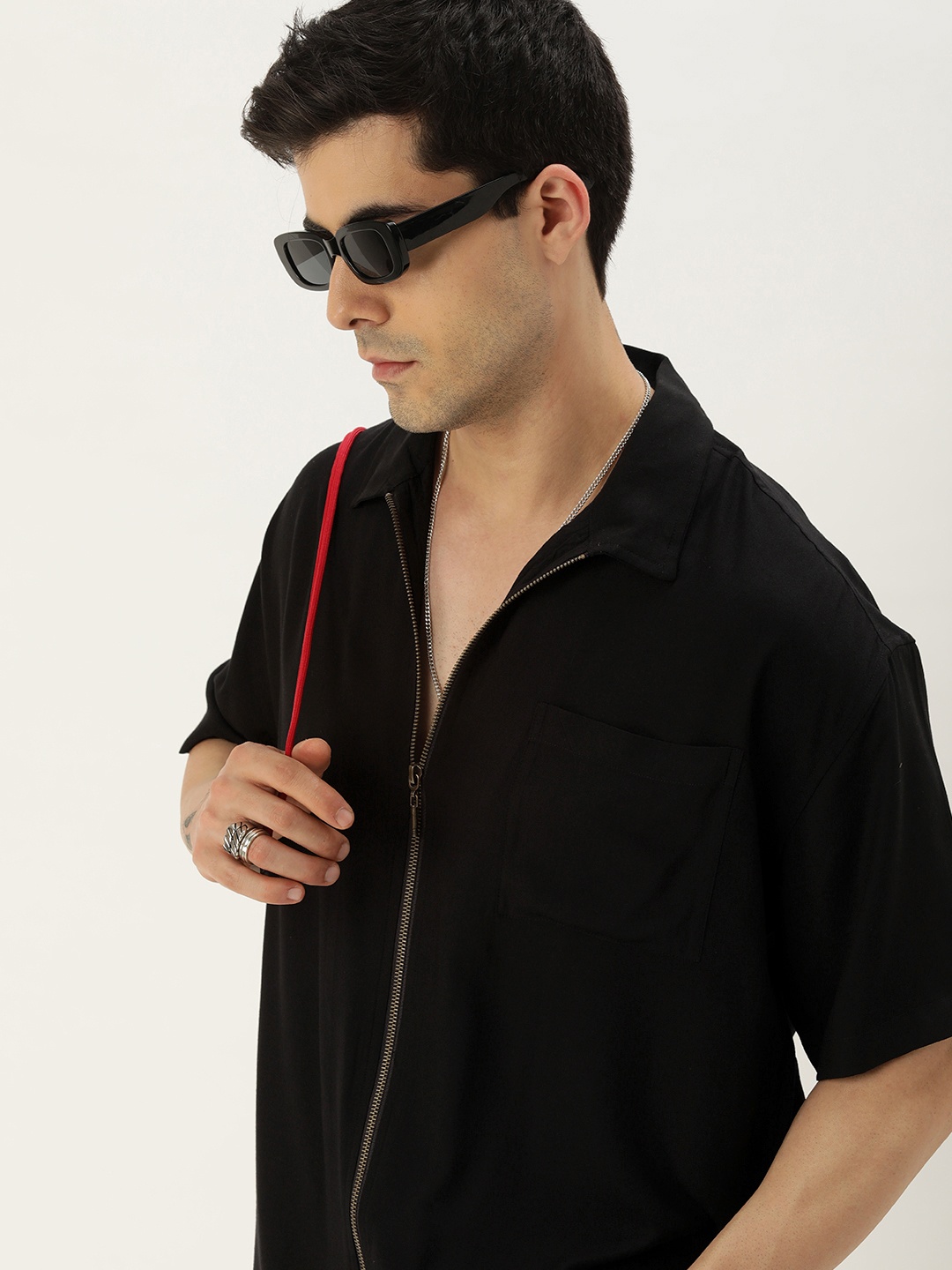 

Kook N Keech Relaxed Boxy Pure Cotton Casual Shirt, Black