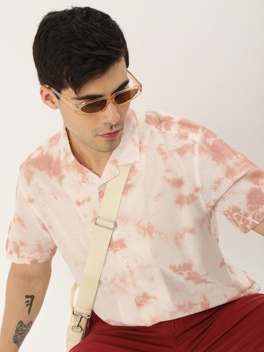 

Kook N Keech Relaxed Boxy Tie & Dye Printed Pure Cotton Casual Shirt, Coral