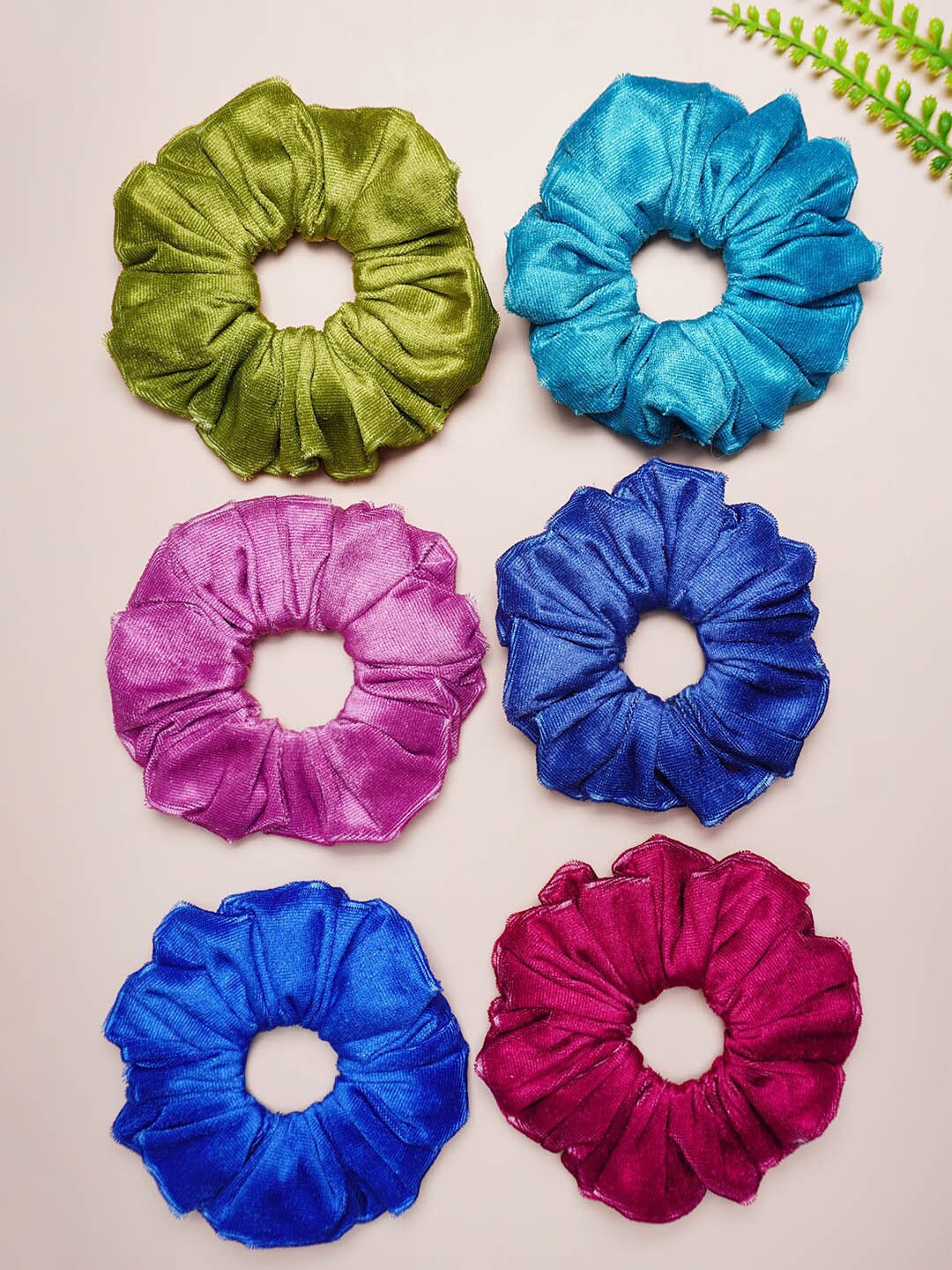 

Ferosh Women Set of 6 Satin Scrunchies, Green