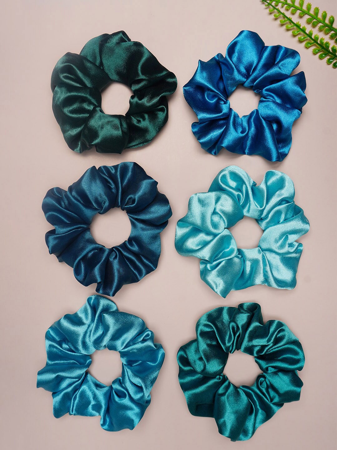 

Ferosh Women Set of 6 Satin Scrunchies, Green