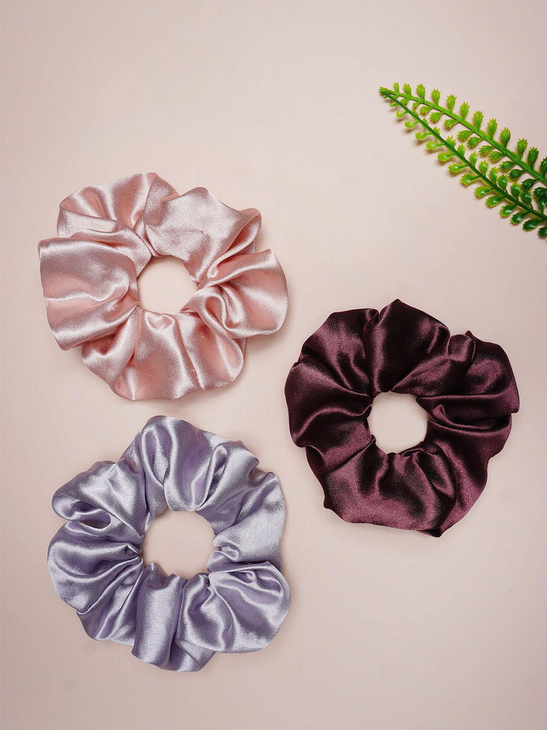 

Ferosh Women Set of 3 Satin Scrunchies, Purple