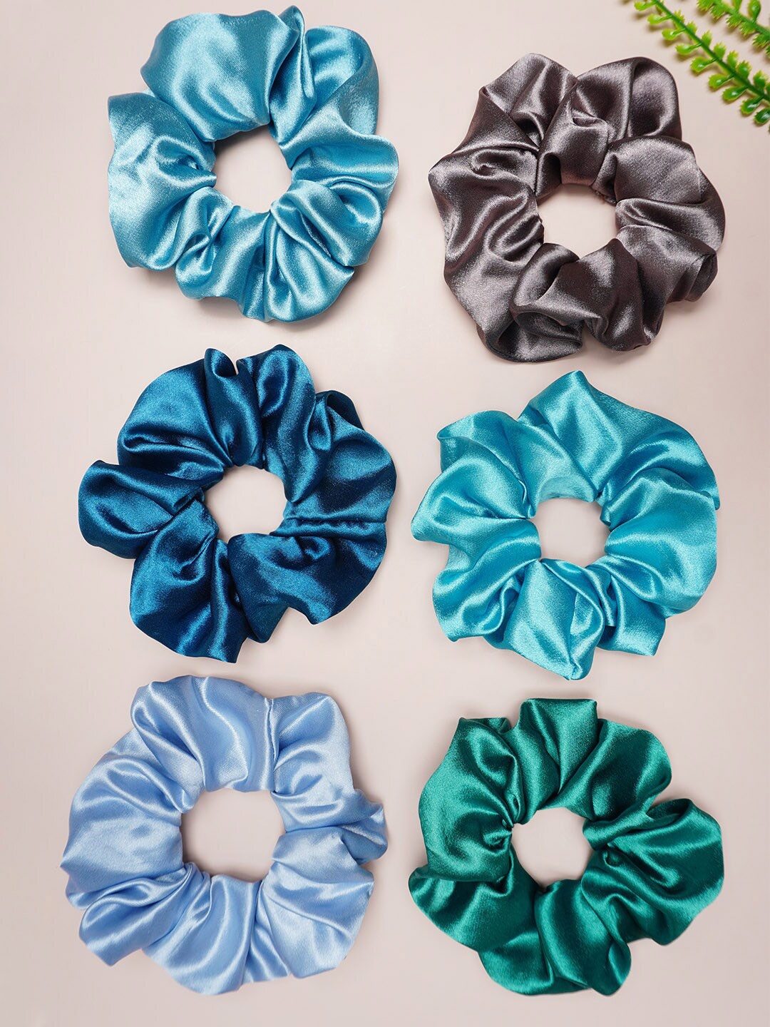 

Ferosh Women Set of 6 Satin Scrunchies, Blue