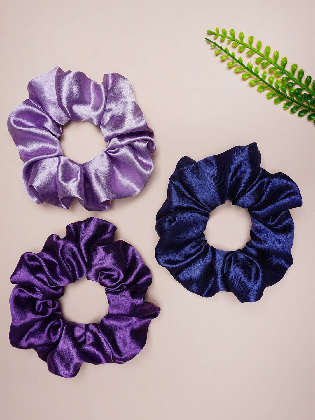 

Ferosh Women Set of 3 Satin Scrunchies, Purple