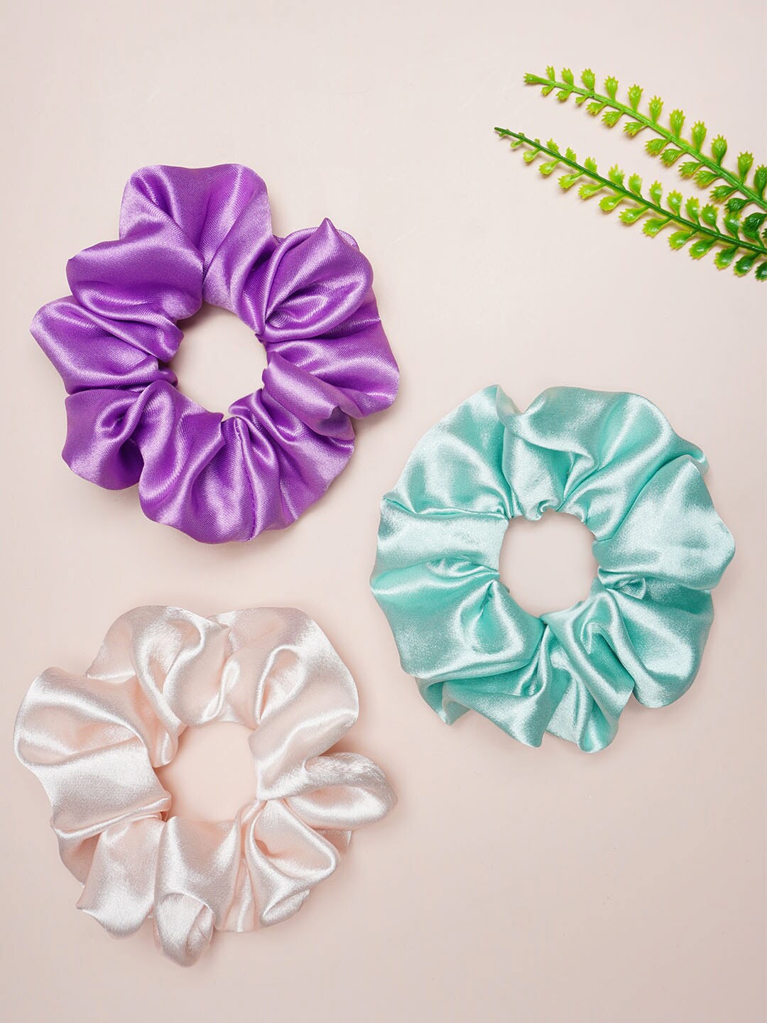 

Ferosh Women Set of 3 Satin Scrunchies, Purple