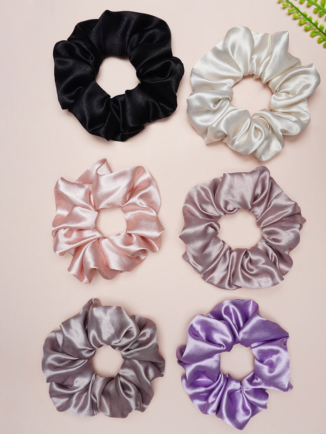 

Ferosh Women Set of 6 Satin Scrunchies, Grey