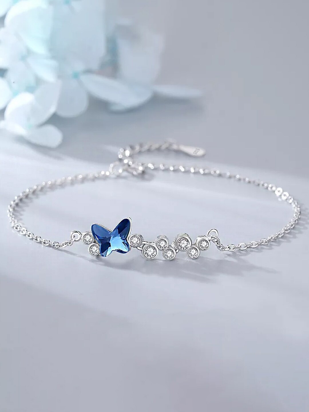 

Raajsi by Yellow Chimes 925 Sterling Silver-Plated Link Bracelet, Blue
