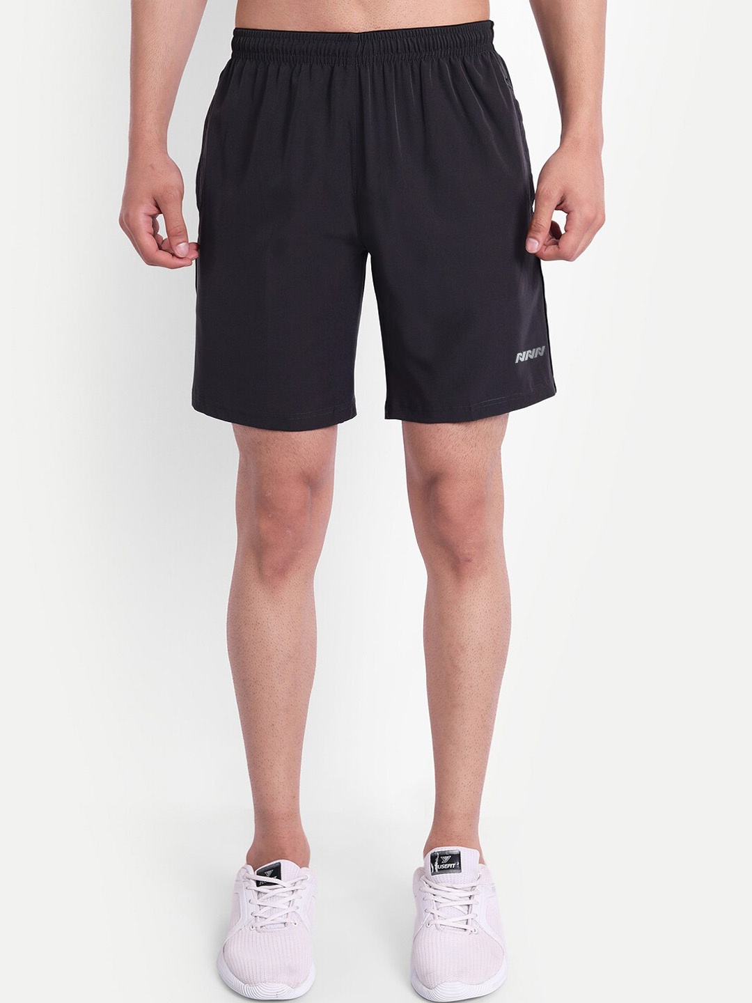 

NNN Men Running Mid-Rise Rapid-Dry Regular Fit Sports Shorts, Grey