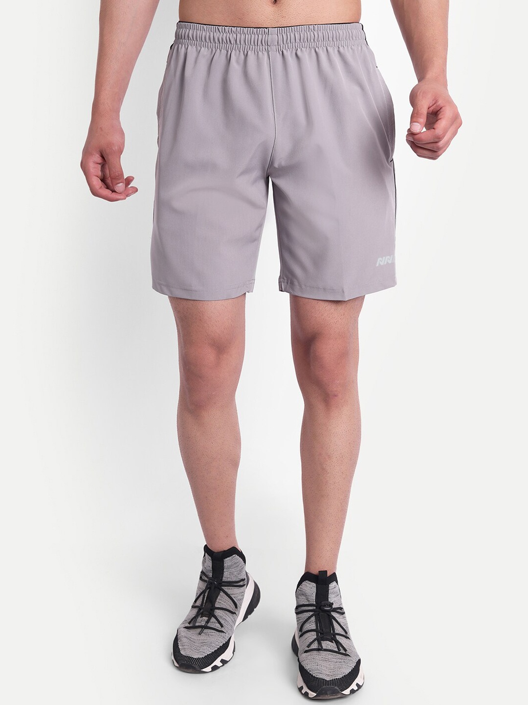 

NNN Men Running Mid-Rise Rapid-Dry Regular Fit Sports Shorts, Grey