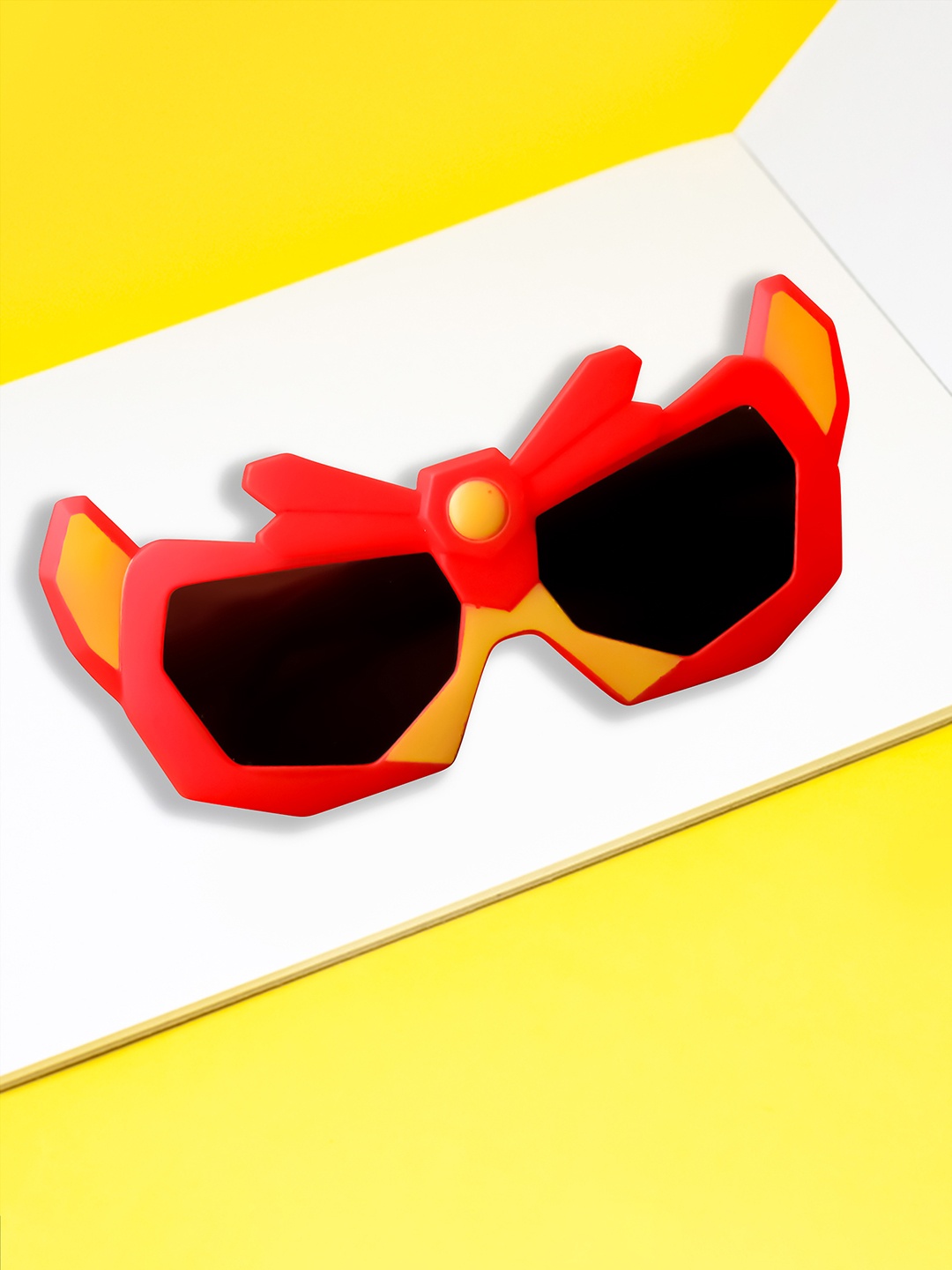 

Spiky Unisex Kids Square Sunglasses with UV Protected Lens, Red