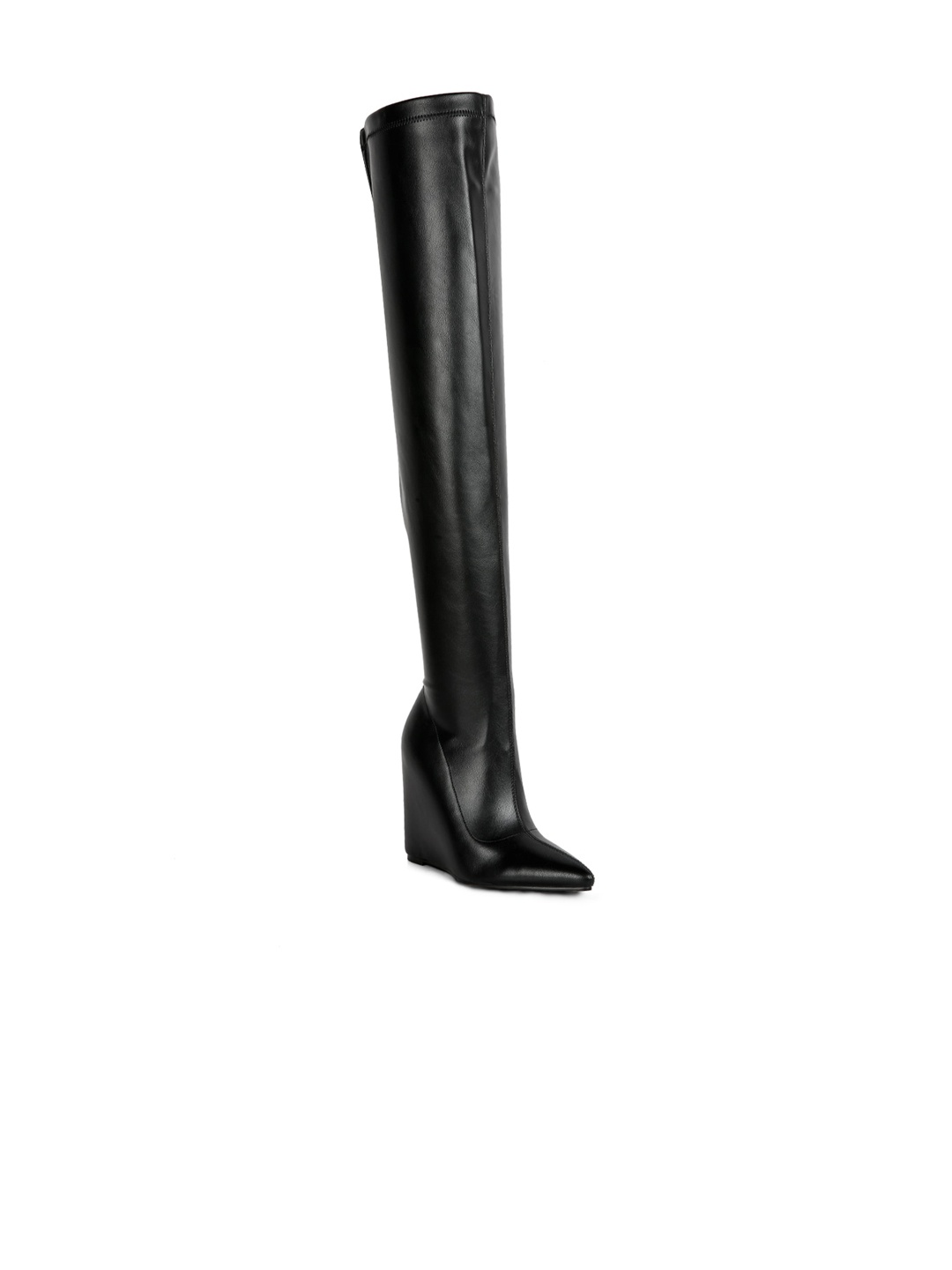 

London Rag Women Long Knee Platform-Heeled Chunky Boots, Black