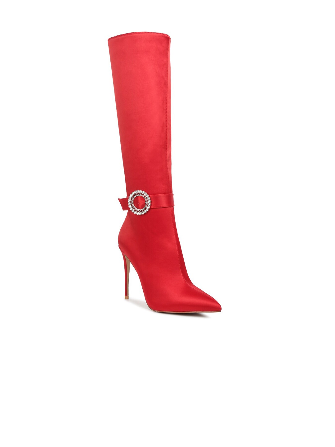 

London Rag Women Pointed Toe Stiletto-Heeled Winter Boots, Red