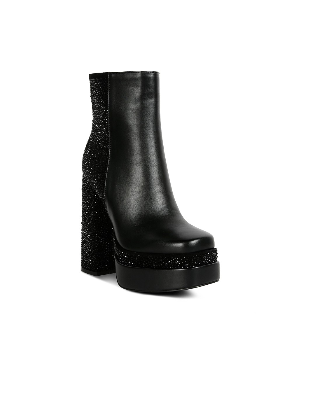 

London Rag Women Casual Block-Heeled Winter Boots, Black