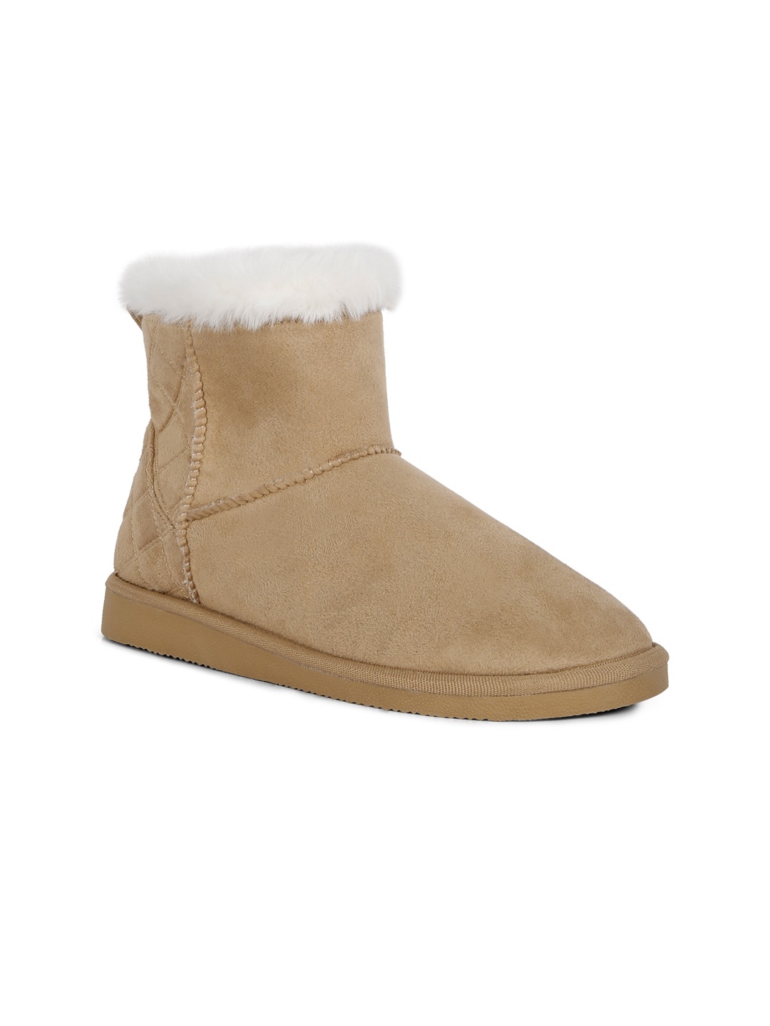 

London Rag Women Round -Toe Shearling Lined Flat Winter Boots, Beige