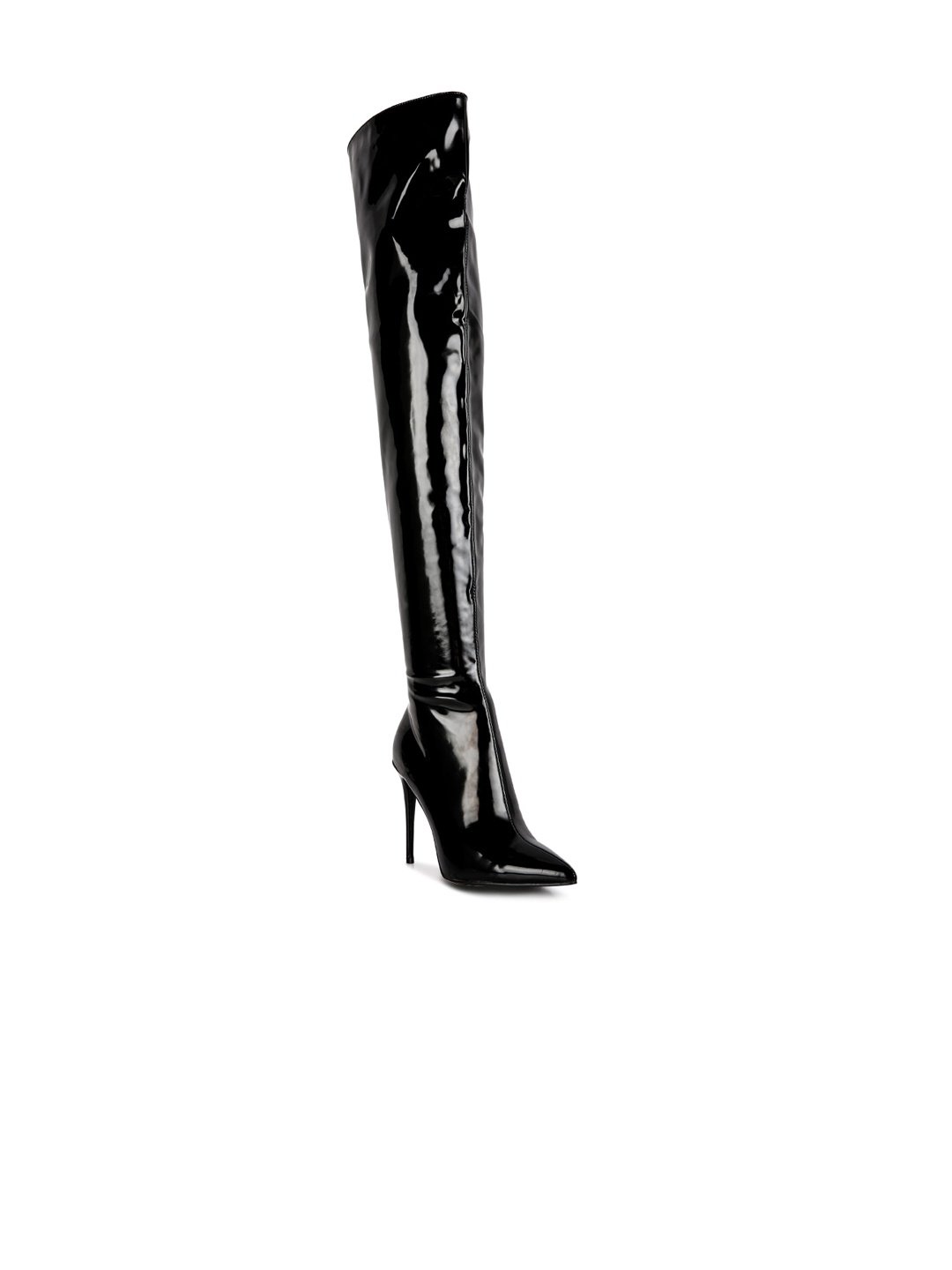 

London Rag Women High-Top Pointed Toe Stiletto Heel Boots, Black