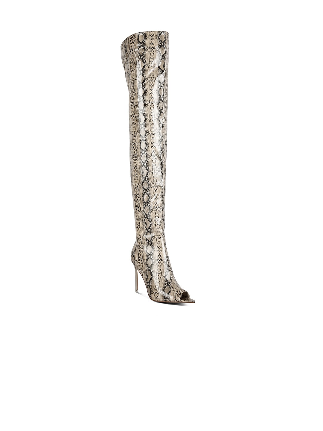 

London Rag Women Printed High-Top Winter Boots, Nude