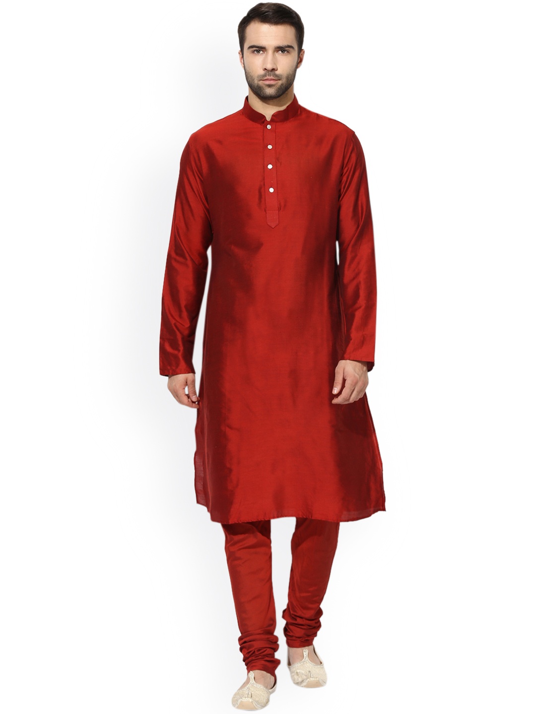 

KISAH Men Red Solid Kurta with Churidar