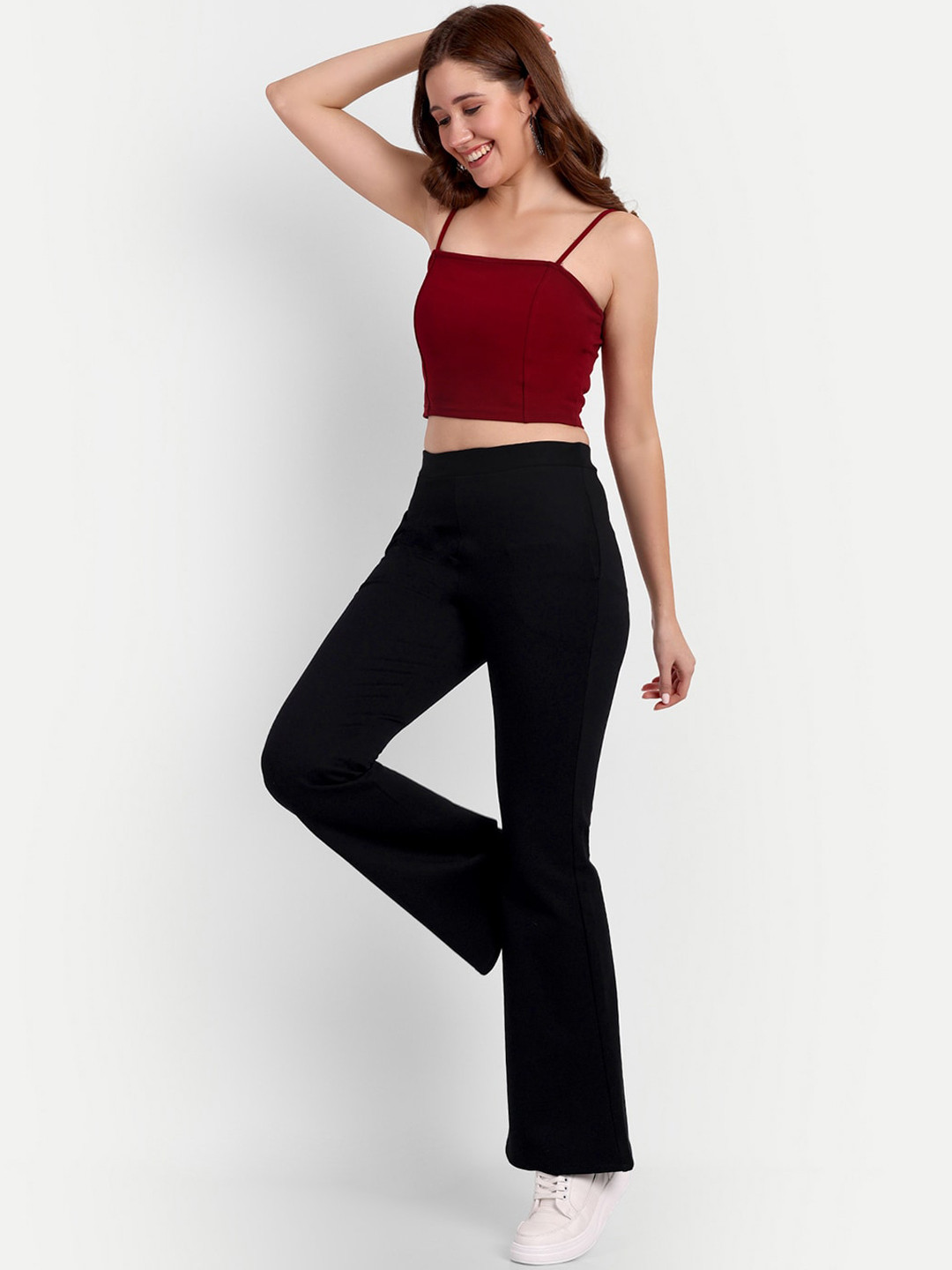 

Next One Women Flared High-Rise Bootcut Trousers, Black