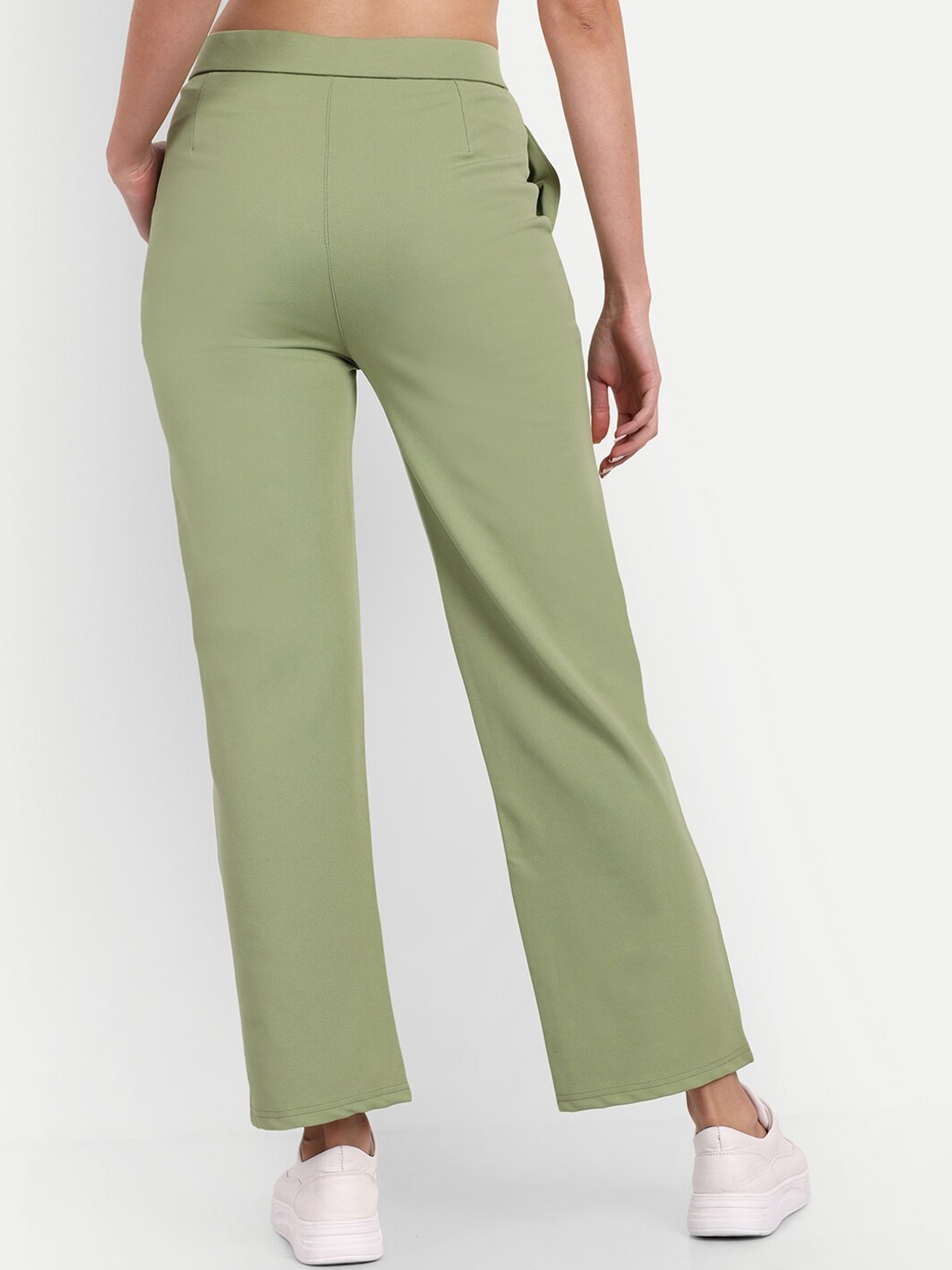 

Next One Women Straight Fit High-Rise Easy Wash Parallel Trousers, Green