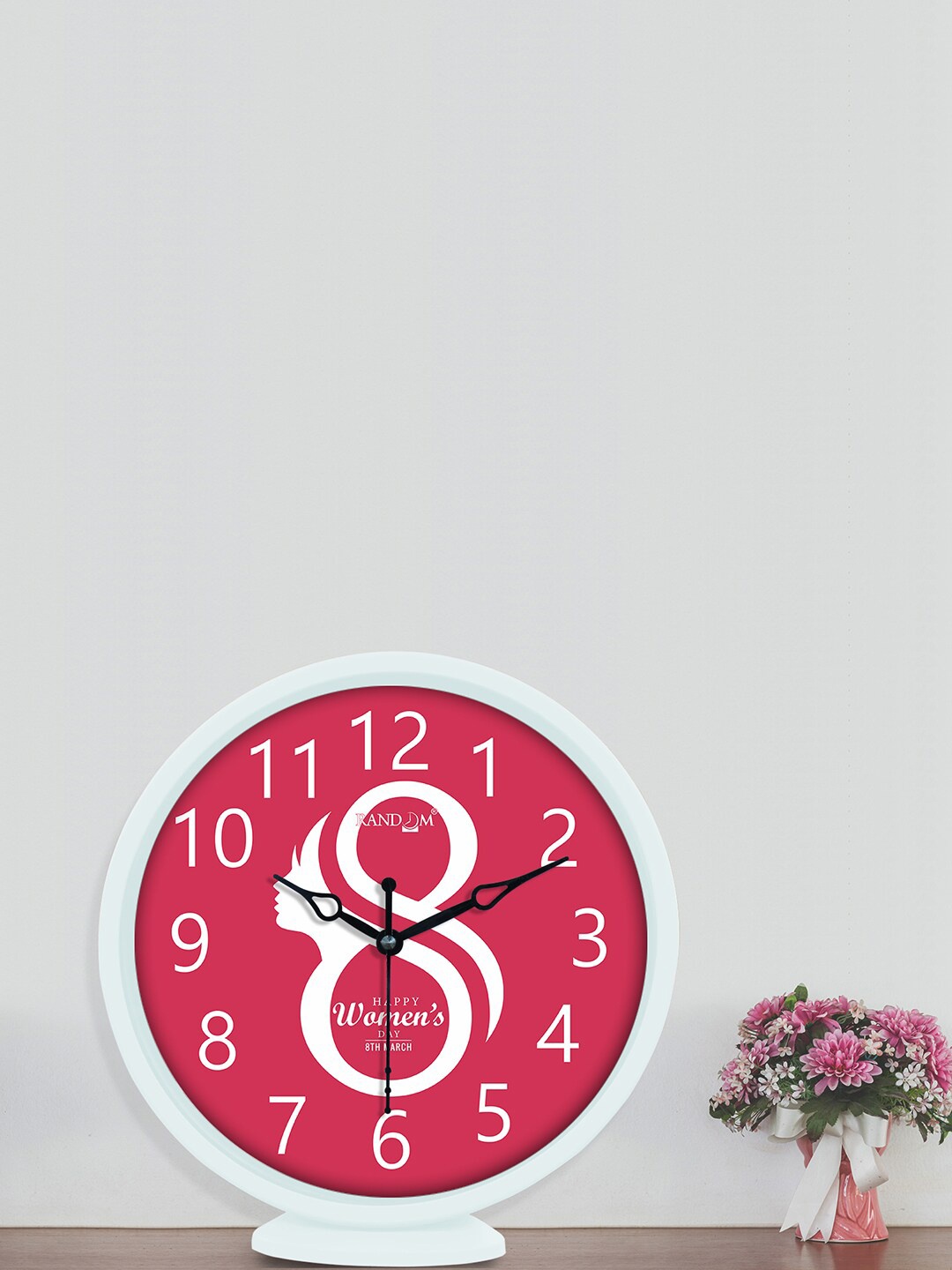 

RANDOM White & Red Women's Day Symbol Printed Analogue Wall Clock