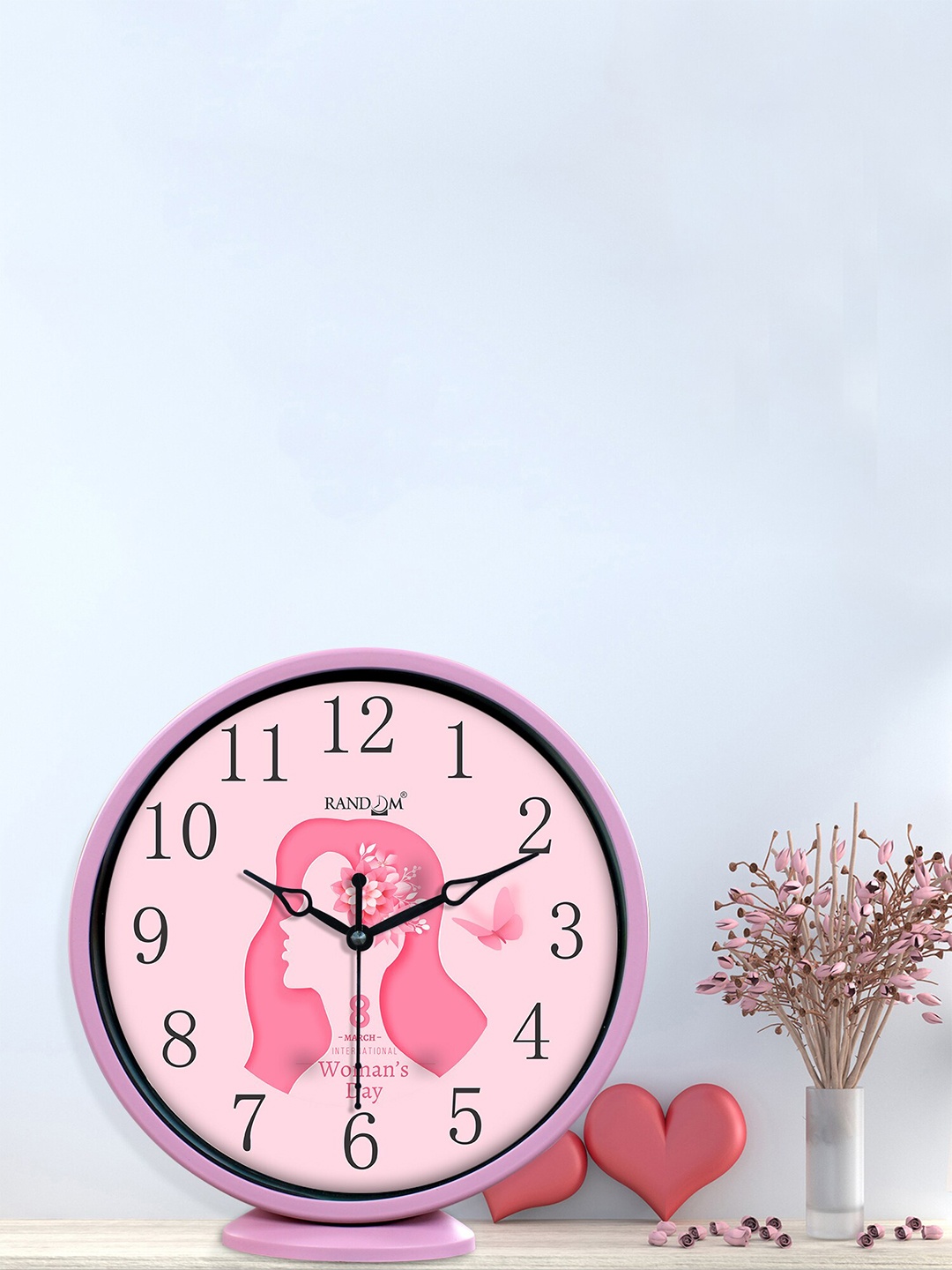 

RANDOM Beautiful Face Pink Printed Contemporary Plastic Wall Clock