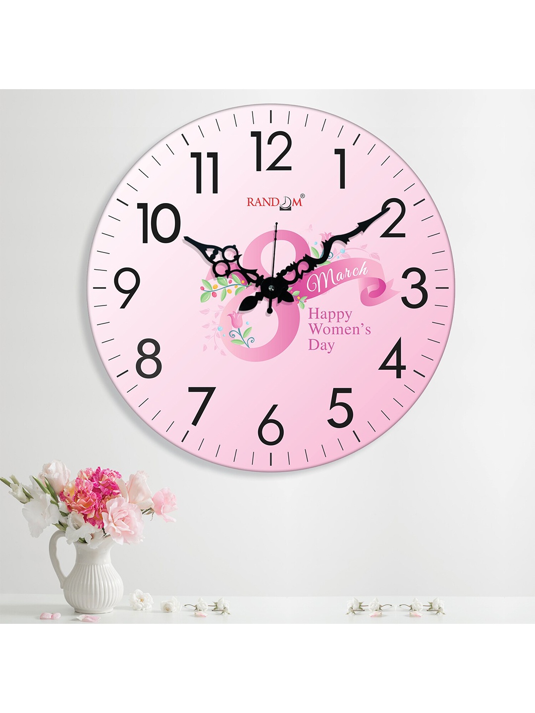 

RANDOM Pink & Black Printed Contemporary Wall Clock