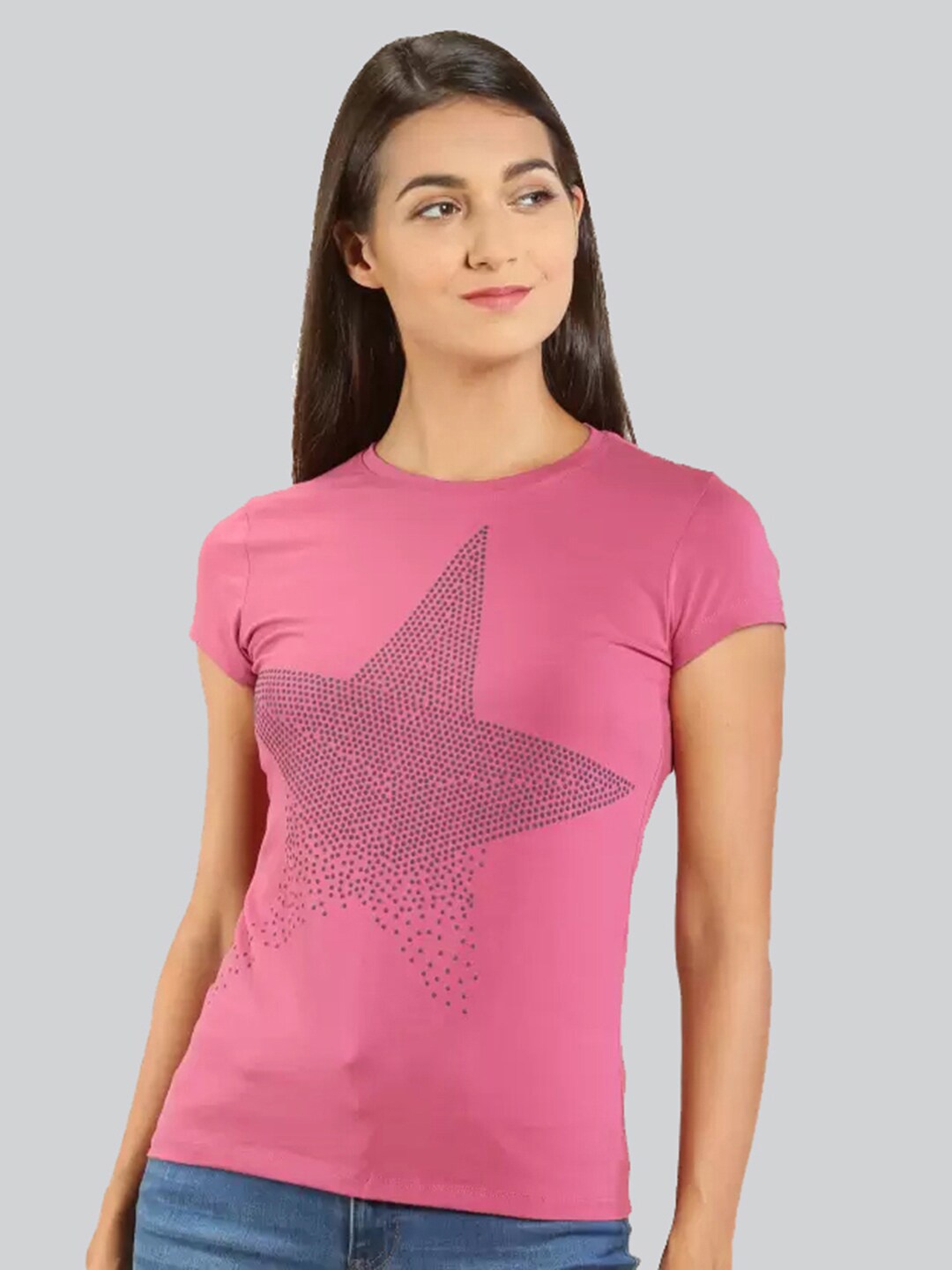 

LYRA Women Graphic Printed Cotton T-shirt, Pink