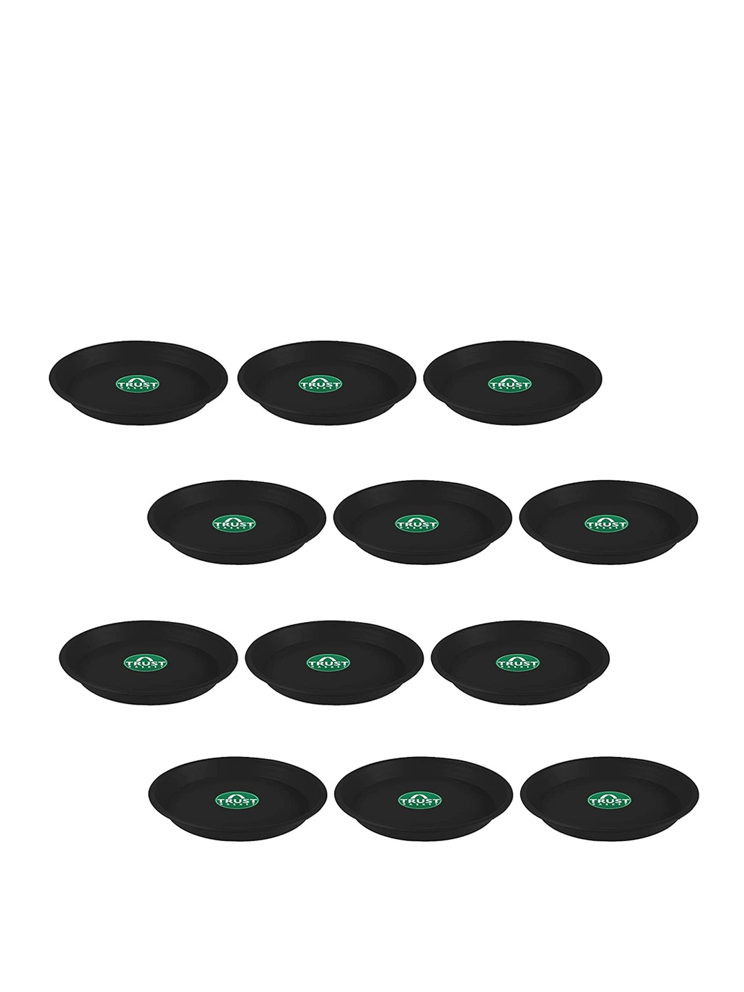 

TRUSTBASKET 12 Pcs Black Brand Logo Printed Planter Saucers