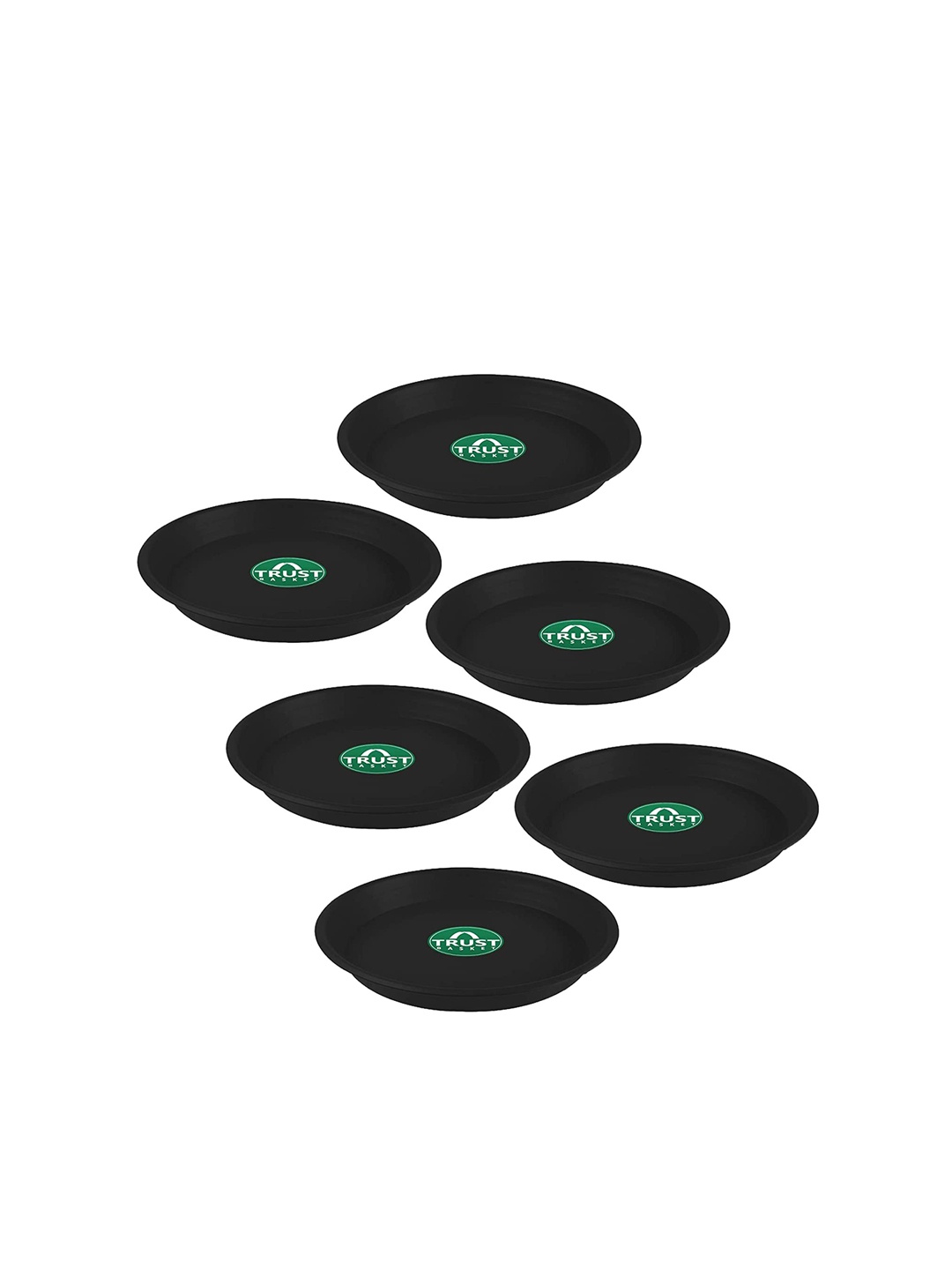 

TRUSTBASKET 6 Pcs Black Brand Logo Detailing Planter Saucers