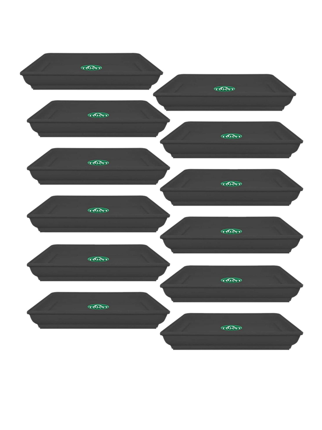 

TrustBasket 12-Pcs UV Treated Rectangular Saucers Planters, Black