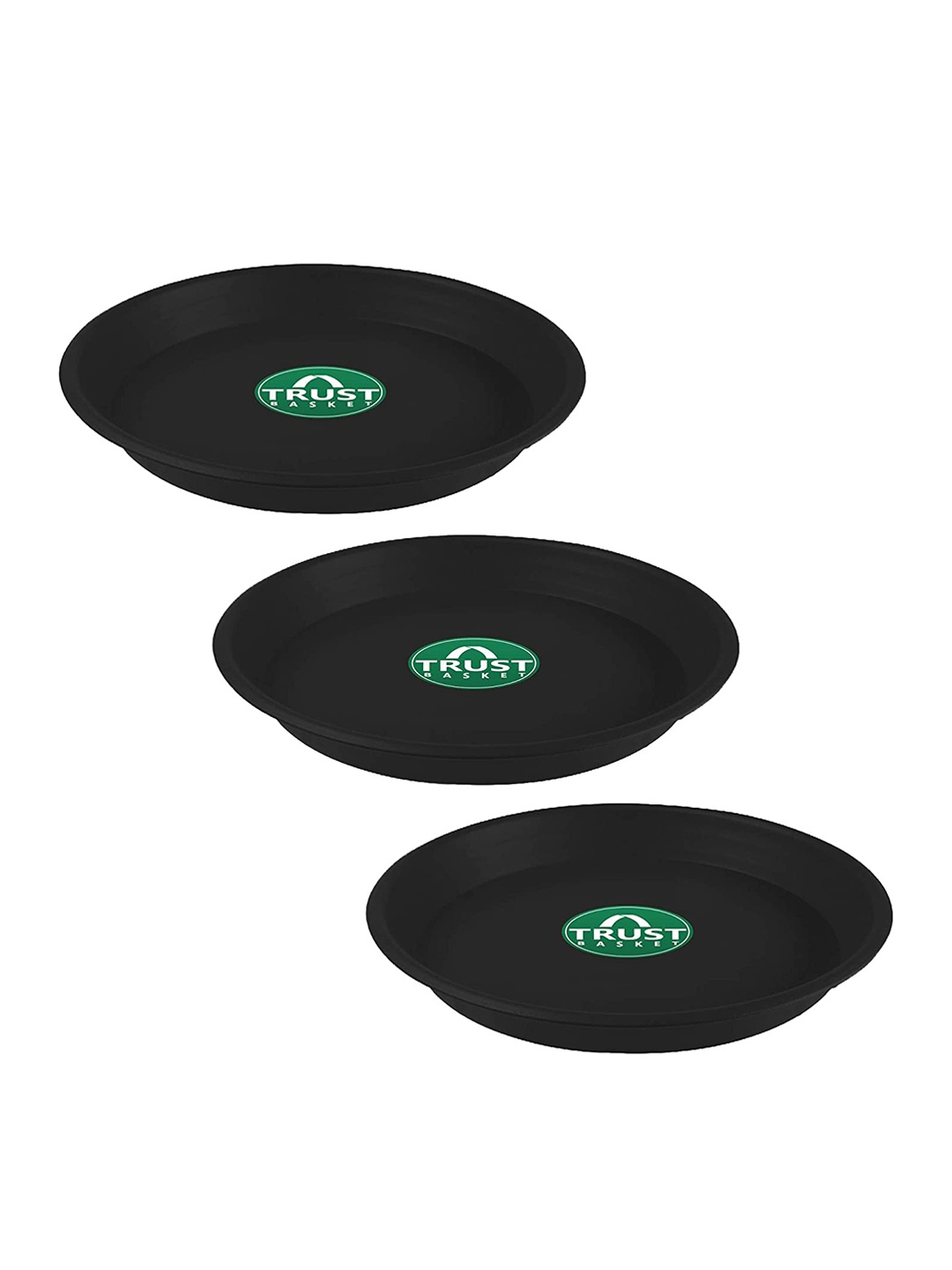 

TRUSTBASKET 3 Pcs Black Brand Logo Detailing Planter Saucers